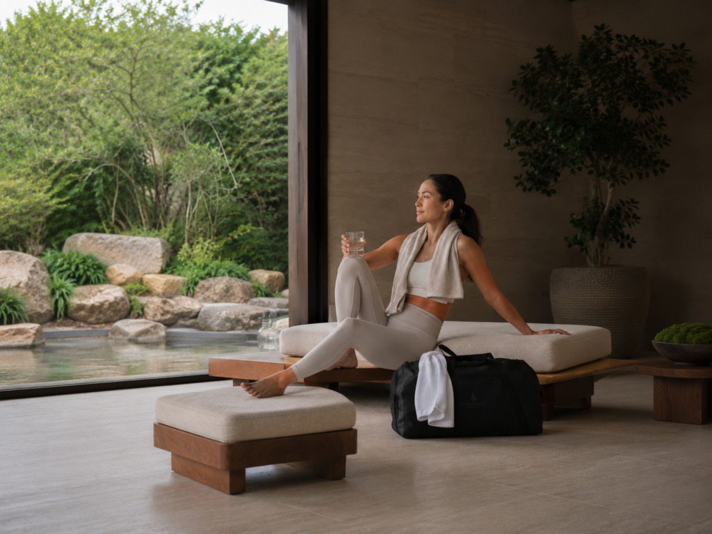 Woman relaxing after vitamin IV therapy in a luxury wellness spa
